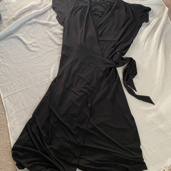 Lane Bryant Black Wrap Dress - Size 24 - Picture 2 of 6